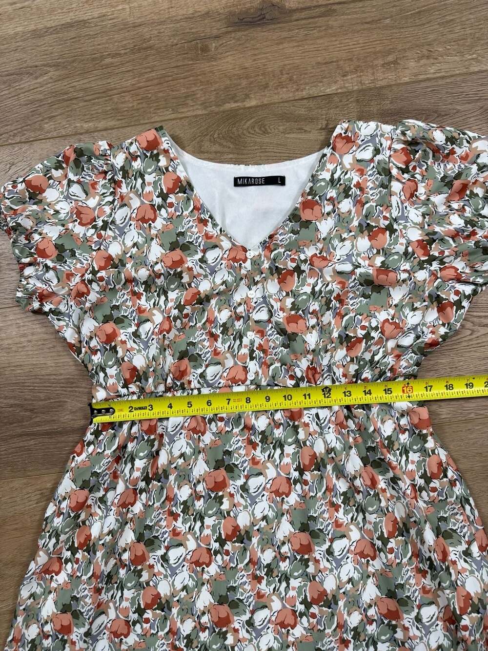 Mikarose Floral V-Neck Midi Dress Women’s Large Modest Short Sleeve Lined - Picture 6 of 15